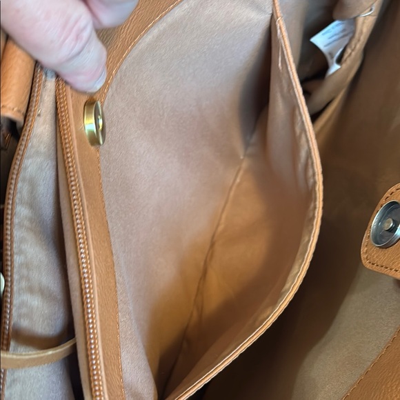 Ecosusi Sophisticated Tan Vegan Laptop Tote/3 Layer Computer Bag - Picture 15 of 16